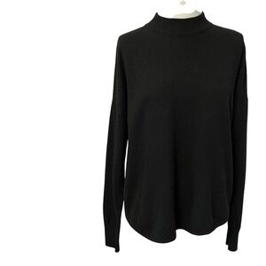 Madewell Black Merino Wool Alpaca Blend Mock Turtleneck Lightweight Sweater M